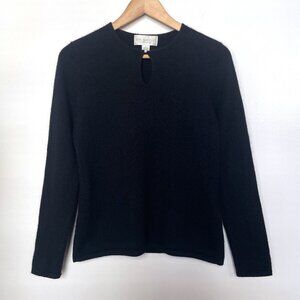 Vintage Cashmere Keyhole Long Sleeve Knit Sweater Shirt Petite Sophisticate Sz S